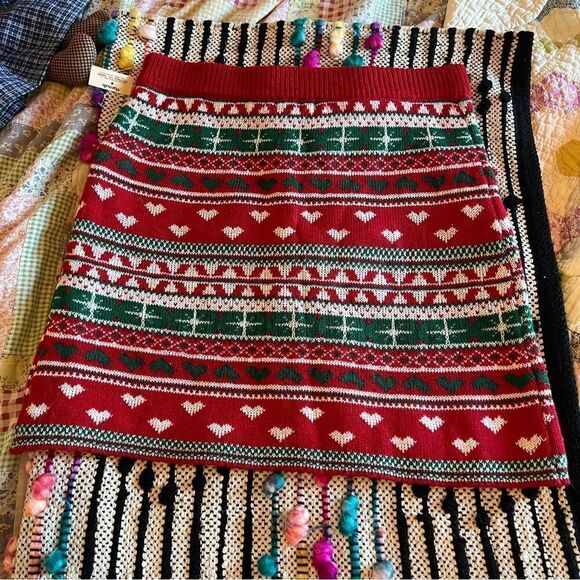 Love On A Hanger NWT Ugly Christmas Sweater Mini Skirt Sz M Red Green Fair Isle - Picture 7 of 10